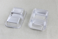 Barquette en aluminium à 2 compartiments de 400 ml (3880), 159x103mm, 5,5g, jetable, pour plats à emporter, utilisation au four et préparation alimentaire