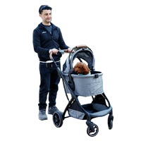 Chariot pliable robuste et sûr en aluminium, réglable, à 4 roues, grande capacité, confortable et portable pour chiens et chats, pour le camping en plein air