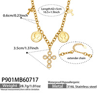 Collier en acier inoxydable plaqué or 18 carats avec pendentif croix multi-zirconiums, bijoux de mode polyvalents superposés pour femmes, vente en gros