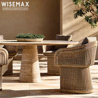 WISEMAX FURNITURE Mobilier de jardin de style américain, chaise de salle à manger en rotin tressé à la main, fauteuil de patio pour hôtel, cour