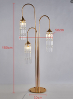 Lanterne de sol LED dorée en acrylique pour scène de mariage, 3 têtes, lampe de guidage, éclairage moderne pour mariage, décorations d'événements, 220V