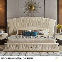 Nouvelle mode, marque italienne, meubles de chambre à coucher, lit double dernier cri, design moderne, lit en cuir de luxe pour villa
