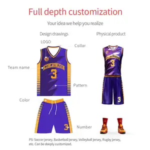 Desain terbaru sublimasi seragam basket pria celana pendek khusus dan atasan kaus basket pakaian