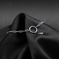 Bracelet minimaliste tendance en argent sterling 925, chaîne fine trombone, breloque anneau creux, bijoux quotidiens pour femme, idéal pour le bureau