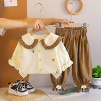 Ensemble printemps/été/automne, nouveau bébé, coton doux, tenue à manches longues, style coréen, ensemble tendance à deux pièces, imprimé animal, ensemble sucré pour