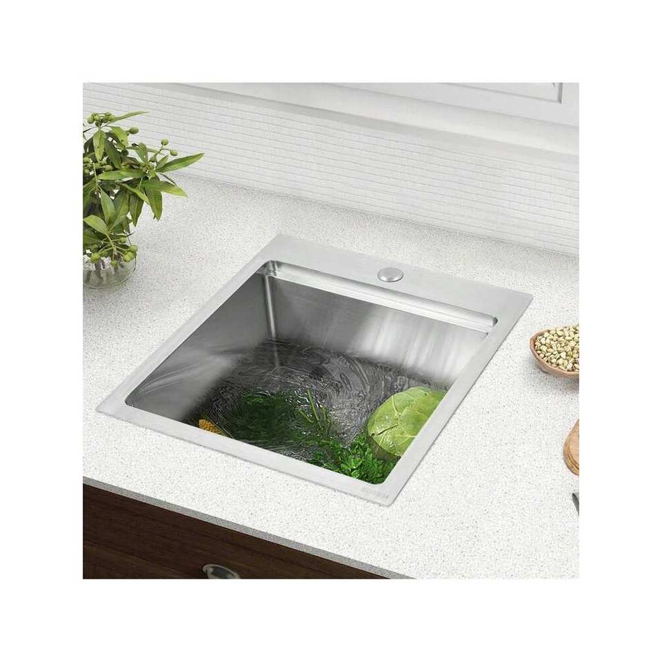 Stainless Steel Kitchen Sink with Faucet Workstation Sink with Cutting Board and Strainer Two-Hole Design