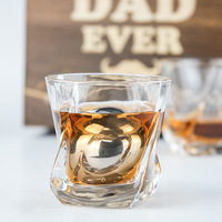 Ensemble de bar à whisky de luxe écologique glaçon rond en acier inoxydable pierre à whisky réutilisable boule de glace élégante