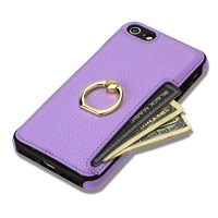 Étui portefeuille en cuir grainé avec support anneau et porte-cartes pour iPhone 7/8/SE2/SE3/8 Plus/X/XR/Xsmax, pour iPhone 11/12/13/14/15