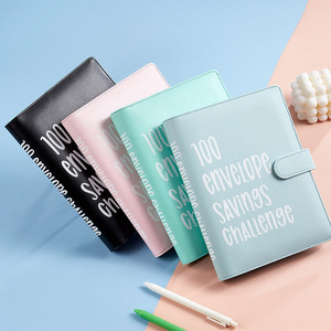 Bán buôn Macaron lá lỏng lẻo PU da 6 vòng Ngân Sách chất kết dính kế hoạch 100 Phong Bì tiết kiệm thách thức A5 Ngân Sách chất kết dính - Product Image 5