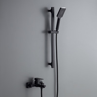 Robinet de douche moderne en acier inoxydable 304 noir, mural pour salle de bain avec pulvérisateur à main, mitigeur pour baignoire