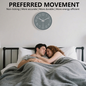 Silent Single Face Analog <strong>Large</strong> Number ABS <strong>Grey</strong> White Quartz Non-Ticking Modern Design Battery Operated Home Wall <strong>Clock</strong> - Product Image 3