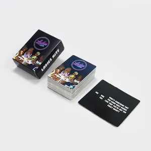 Personalizado impreso negro fresco estilo beber damas noche fiesta juego de cartas de impresión hacer borracho preguntas emocionantes juego de cartas