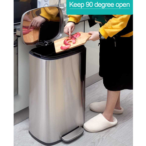Amazon Hot Sales Kitchen Stainless Steel Dustbin 50 Liter 13 Gallon Trash Cans with Lid