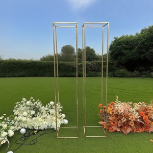 Wedding <strong>Gold</strong> Rectangle <strong>Backdrop</strong> Stand Tall Flower Rack Plinth <strong>Backdrop</strong> for Wedding Event Decorations - Product Image 2