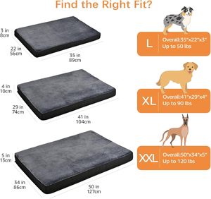 Tapis orthopédique pour chien en mousse à mémoire de forme avec housse en velours amovible et lavable, tapis de lit en sherpa résistant à l'eau pour chiens - Product Image 2