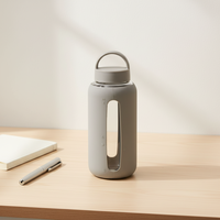 Bouteille d'eau en verre borosilicate moderne personnalisable avec manchon en silicone, poignée et couvercle sans BPA, 800 ml, pour le bureau et les activités sportives