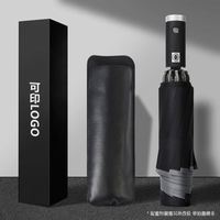 Parapluie inversé professionnel semi-automatique à 3 plis avec bande réfléchissante LED et lumière intégrée