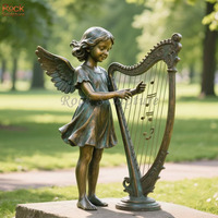 Statues de jardin personnalisées mignons petits anges, taille réelle, sculpture en bronze, artisanat en métal
