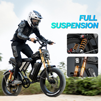 Vélo électrique tout-terrain Bopzin Fast Enduro 48V 25Ah avec suspension intégrale, pneus larges, alarme et Bluetooth