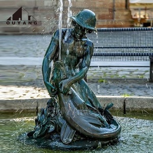 Fuente de Agua Decorativa de Bronce Antiguo con Diseño de Tritón y Sirena, Estilo Mitología <span class=keywords><strong>Griega</strong></span> Clásica, para Villas y Hoteles, Marca QUYANG - Product Image 2