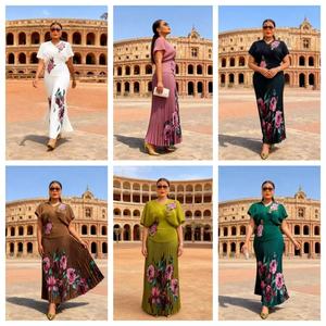 ชุดเดรสจีบพลีท ดีไซน์ใหม่ ขายดี คุณภาพสูง สำหรับผู้หญิง ฤดูร้อน-ฤดูใบไม้ร่วง คอวี พร้อมลายปักดอกไม้ - Product Image 2