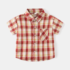 Vêtements d'été pour garçons, <span class=keywords><strong>chemise</strong></span> à manches courtes pour enfants, haut à carreaux ample pour bébé - Product Image 3