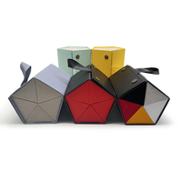 Xiongda S026 Étui pliable en cuir PU à 5 compartiments triangulaires pour lunettes, grand organisateur, boîte de rangement et de présentation pour lunettes de soleil
