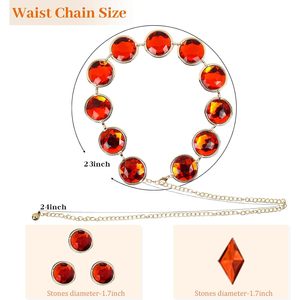 Cinturón Raven con Piedras Preciosas Rojas, Cadena de Cintura Ajustable, Conjunto de Joyería para Disfraces de Cosplay, Accesorio de Moda Unisex - Product Image 3