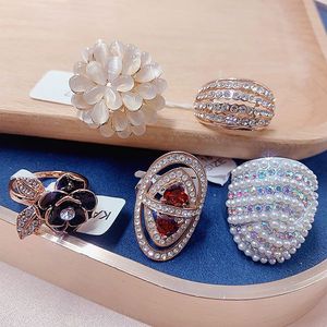 Retro Exaggerated Full Diamond <b>Ring</b> Micropaved Micro-Inlaid Zircon <b>Ring</b> Gold Plated Cz Mix Gemstone Opening <b>Adjustable</b> <b>Ring</b> - Product Image 4