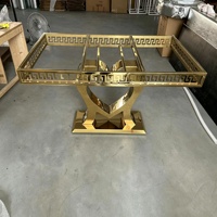 Table de mariage plaquée or pour les mariés, mobilier de mariage extérieur, table à manger en acier inoxydable