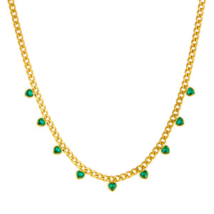 European American Trendy Gold Plated Heart Rhinestone Stainless Steel Chain Necklace For Women Party Jewelry - Product Image 5