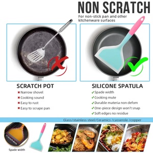Espátula de silicona para cocinar, espátula ancha de silicona para panqueques, utensilios de cocina, herramientas de cocina antiadherentes, espátula ancha para carne, raspador de pizza - Product Image 3