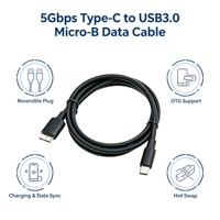 Câble de données USB-C vers Micro-B haute vitesse 5 Gbps, USB-C vers Micro B, cordon de synchronisation et de charge pour disque dur externe SSD HDD