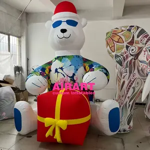 Bespoke balon maskot beruang kutub, dekorasi acara Natal, balon maskot beruang tiup untuk dijual
