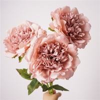 Bunga Peony Tiruan Berkualitas Tinggi, Tangkai Tunggal, Sentuhan Realistis, Kepala Besar, Bahan Sutra Lateks, Warna Putih Pink untuk Dekorasi Pernikahan