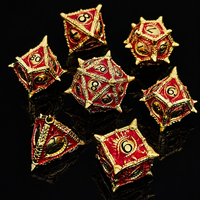 Ensemble de dés de jeu de rôle D&D en métal doré antique, 7 pièces, à pointes, motif dragon, dés polyédriques ornés, pour jeux de table Dungeons & Dragons, coffret cadeau