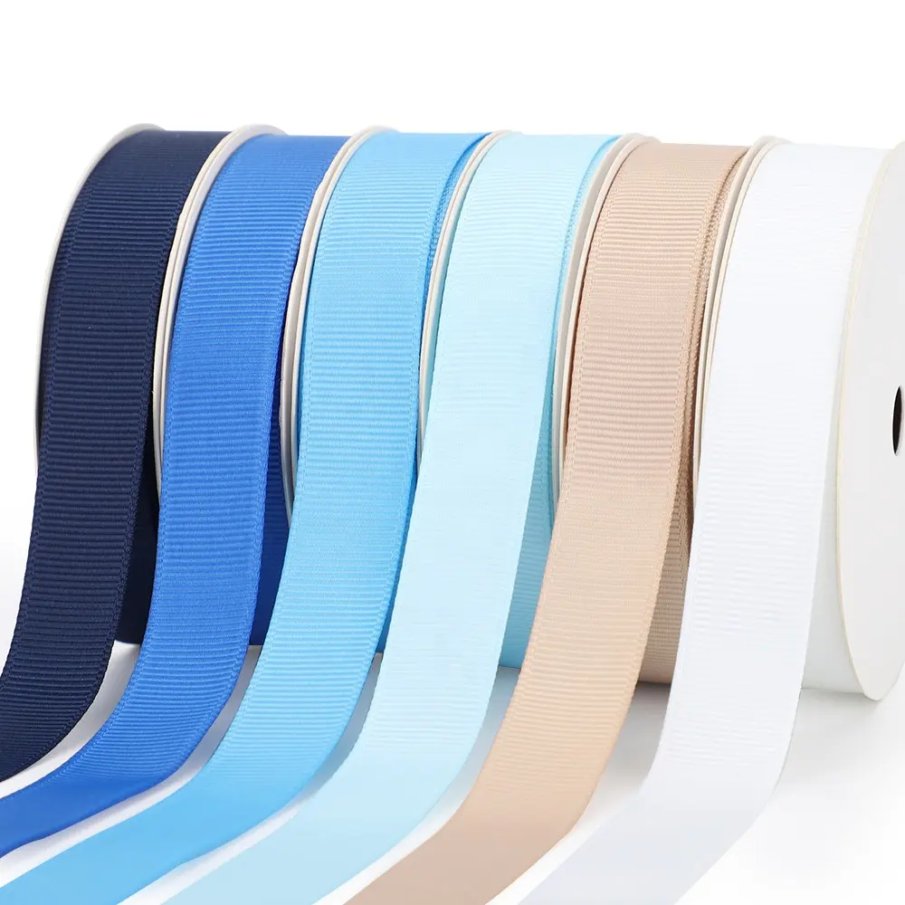 PANO Factory Polyester 196 colors Plain Solid Custom Grosgrain ribbon for Gift Wedding packing