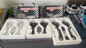 <span class=keywords><strong>Rétroviseur</strong></span> de moto universel en aluminium à motif carbone arc-en-ciel à lame pliante - Product Image 3