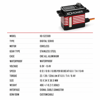Moteur servo tout métal haute vitesse XQ-POWER XQ-S8215D 15KG sans noyau étanche boîtier aluminium 0.07s 8.4V HV OEM ODM