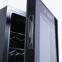 Réfrigérateur à vin électronique thermo-régulé de 32 L, 12 bouteilles, petit réfrigérateur à vin avec porte en verre, bar à domicile, bureau, mini cave à vin d'extérieur