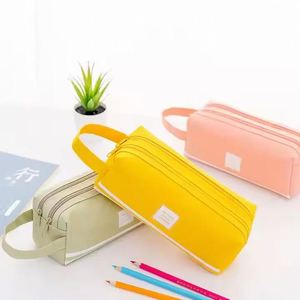 Canvas Cosmetic Bag With Zipper Closure Soft Handle Striped Design Portable <b>Makeup</b> <b>Case</b> Medium Size Multicolor Options - Product Image 5
