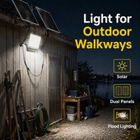 Projecteur LED à double panneau solaire, étanche IP66, conception séparée pour l'éclairage agricole, paysager et commercial