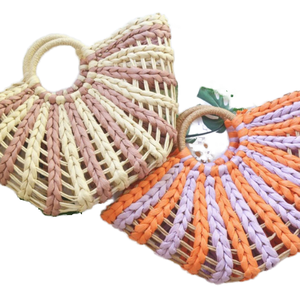 Sac à main de plage en toile de paille géométrique Artex Dong Thap avec fermeture éclair pour femmes, sac de créateur d'été - Product Image 1