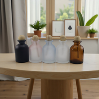 Bouteille en verre vide de 100 ml pour diffuseur à bâtonnets, avec bouchon en liège rond noir sérigraphié de 4 oz, pour désodorisant d'ambiance