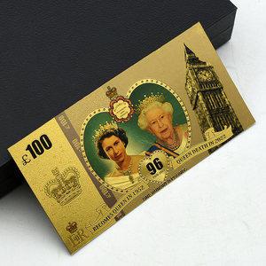 Billet de banque en or 24 carats de la <span class=keywords><strong>Reine</strong></span> Elizabeth II - Cadeau de collection de la famille royale britannique, commémoratif, double face, 13,2x6,5 cm, artisanat artistique - Product Image 3