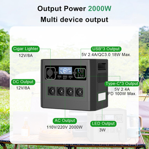 Station de charge portable 220V EU/UK/US 110V 2000Wh, démarreur de secours MPPT, allume-cigare - Alimentation d'urgence pour balcon et entrepôt - Product Image 6