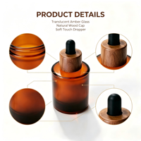 Flacon compte-gouttes en verre givré écologique avec bouchon en bois, capacité de 100 ml, pour huiles essentielles et sérums