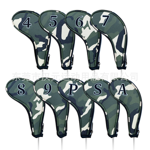 Fundas de cuero con cremallera y estampado de camuflaje para palos de golf, juego de 9 piezas, para driver, putter y mallet, en stock. - Product Image 4