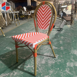 Sedie da bistrot in Rattan bianco arancione - Product Image 1