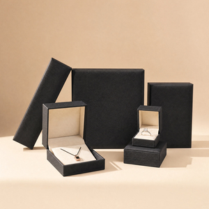 Zebopak Black Leather Christmas Jewellery <b>Box</b> Set with Ring Necklace Pendant <b>Bracelet</b> Holiday <b>Gift</b> Collection Factory - Product Image 1